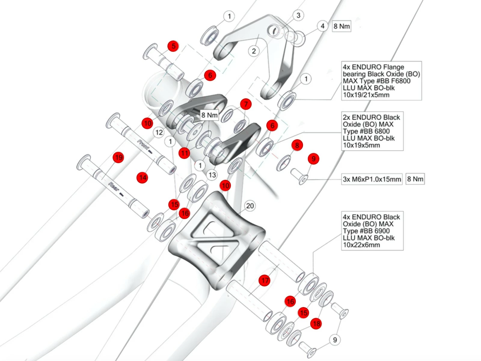 BMC Kit De Visserie Et Roulements Pour Fourstroke / FS01 2023 - 30004037 3 BMC Kit De Visserie Et Roulements Pour Fourstroke / FS01 2023 - 30004037